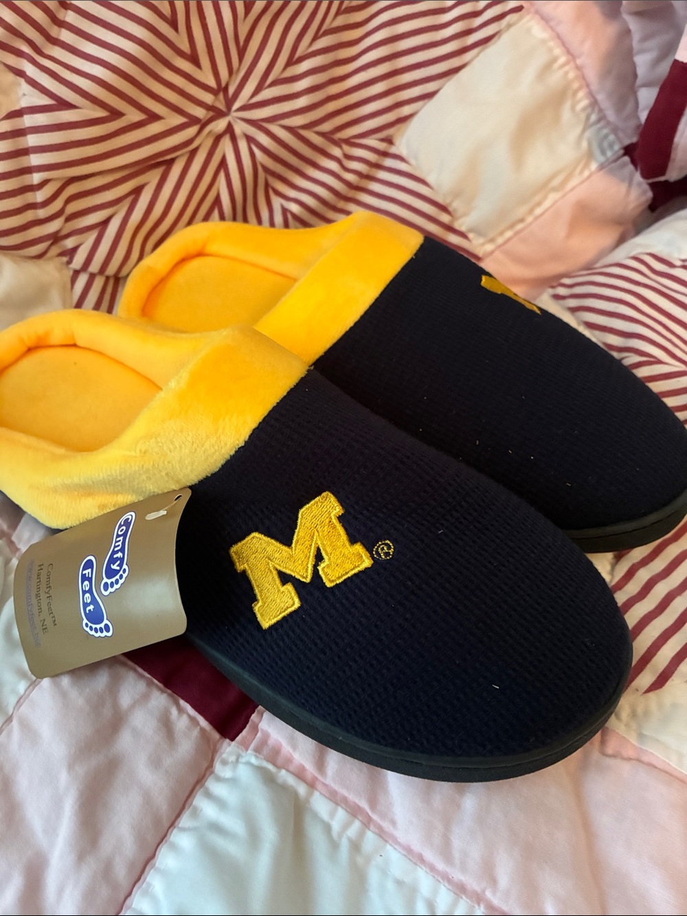 Michigan Wolverines Slippers Unisex NWT Sz Large
